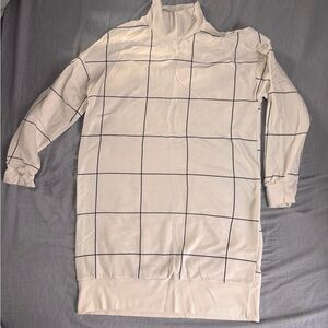 Serra Cream and Black Grid Long Sleeve Dress